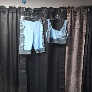 Women's Blue Bike Shorts Set